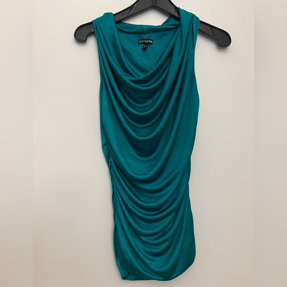 Women’s Express Small Turquoise Fancy Top with Ruffles